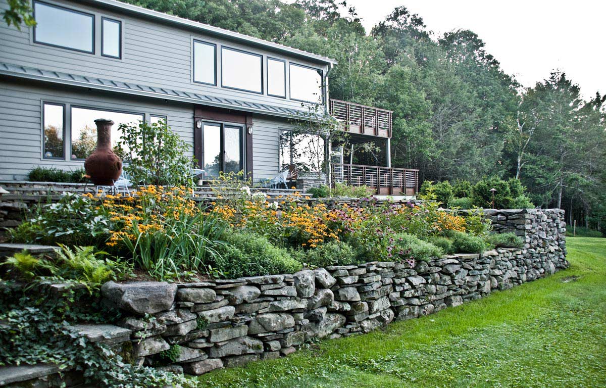 Ulster County, NY Garden with Raised Stone Beds