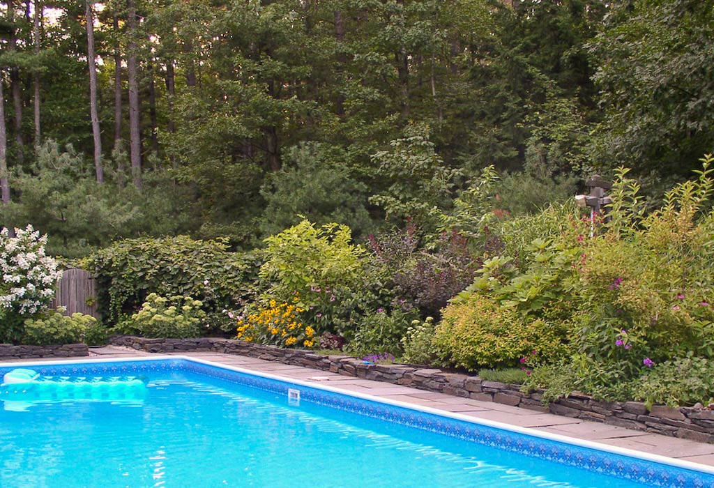 Saugerties, NY garden and pool area