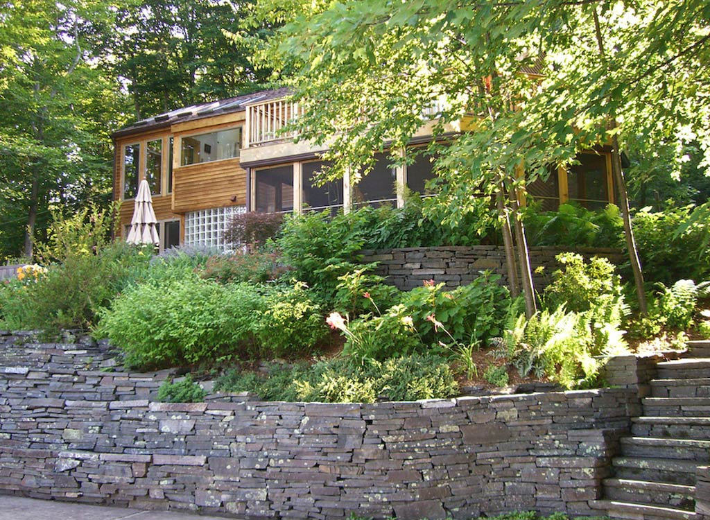 Woodland home and garden in Woodstock, NY