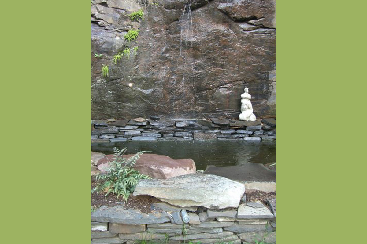 Garden Design with Waterfall and Stonework